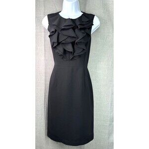 Spense Sleeveless Black Ruffle Dress Women's Size 8 Pencil Sheath Bodycon